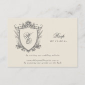 Cartons Réponse Monogram Crest Classic QR CODE Site Mariage (Devant)