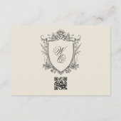 Cartons Réponse Monogram Crest Classic QR CODE Site Mariage (Dos)
