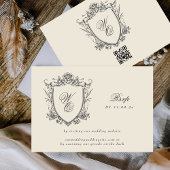 Cartons Réponse Monogram Crest Classic QR CODE Site Mariage