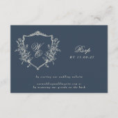 Cartons Réponse Monogram Crest Classic QR CODE Site Mariage (Devant)
