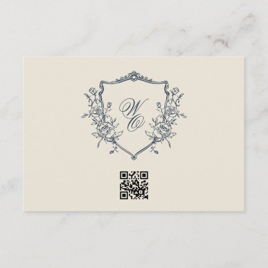 Cartons Réponse Monogram Crest Classic QR CODE Site Mariage (Dos)
