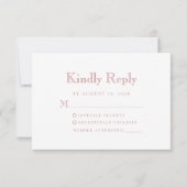 Cartons Réponse Monogram Crest Dusty Mariage Rose (Dos)