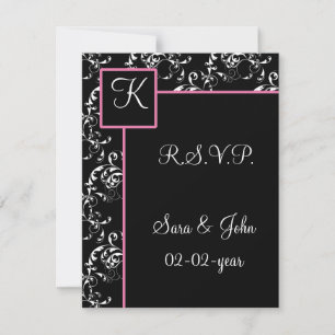 Cartons Réponse Monogram mariage damassé R.S.V.P