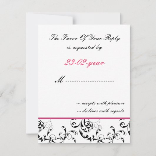Cartons Réponse Monogram mariage damassé R.S.V.P (Dos)