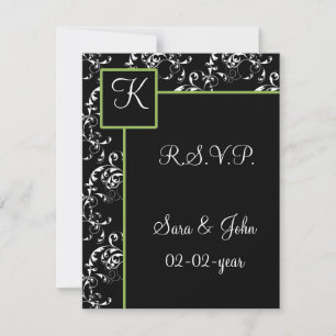 Cartons Réponse Monogram mariage damassé R.S.V.P