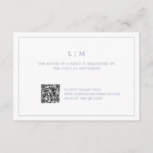 Cartons Réponse Monogramme bleu foncé simple QR Code Mariage éléga