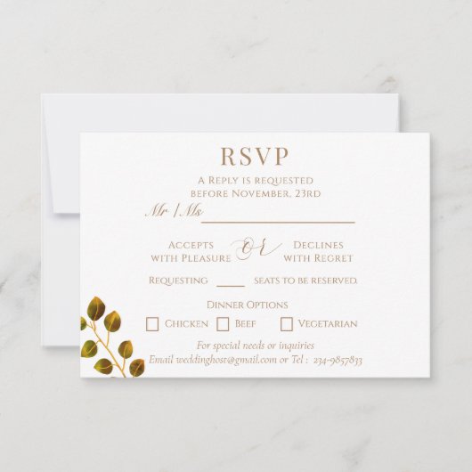 Cartons Réponse Monogramme chic mariage (Devant)