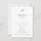 Cartons Réponse Monogramme classique noir Mariage blanc (Devant)
