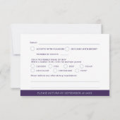 Cartons Réponse Monogramme coeur crête argent blanc violet mariage (Dos)