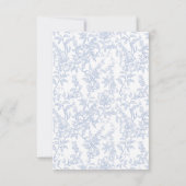 Cartons Réponse Monogramme de blason Soft Delft bleu floral Script (Dos)