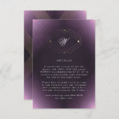 Cartons Réponse Monogramme de calligraphie violette classique Gold (Devant / Derrière)