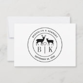 Cartons Réponse Monogramme de cerf rustique couple de mariage nom  (Dos)