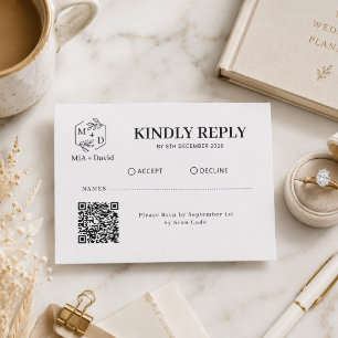 Cartons Réponse Monogramme de code QR noir et blanc pour la répons