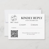 Cartons Réponse Monogramme de code QR noir et blanc pour la répons (Devant)