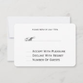 Cartons Réponse Monogramme de couronne blanche inspirée du papier  (Dos)