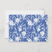 Cartons Réponse Monogramme de crête Delft Bleu Floral Script (Dos)