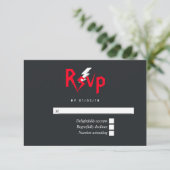 Cartons Réponse Monogramme de mariage Rock and Roll (Debout devant)