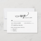 Cartons Réponse Monogramme de nom moderne avec écriture à feuille (Devant)