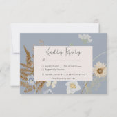 Cartons Réponse Monogramme Fleur sauvage rustique Dusty Blue (Devant)