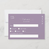 Cartons Réponse Monogramme floral classique violet mariage (Devant)