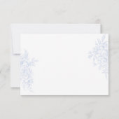 Cartons Réponse Monogramme initial Floral Toile bleu Mariage (Dos)
