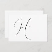 Cartons Réponse Monogramme moderne Elégant Mariage noir & blanc (Devant / Derrière)