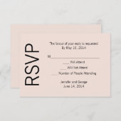 Cartons Réponse Monogramme moderne - rose et noir (Devant / Derrière)