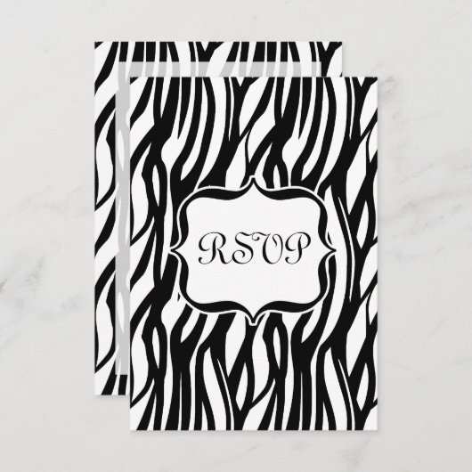 Cartons Réponse Monogramme noir/blanc Funky Zebra (Devant / Derrière)