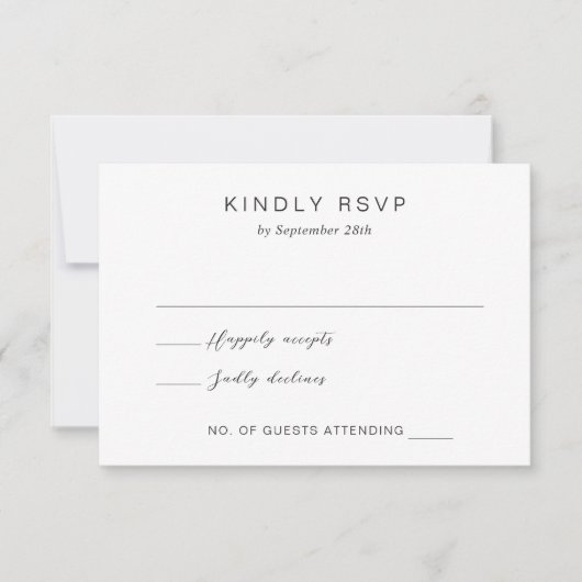 Cartons Réponse Monogramme noir et blanc Mariage élégant (Devant)