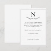 Cartons Réponse Monogramme noir et blanc moderne (Devant / Derrière)