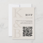 Cartons Réponse Monogramme noir et ivoire moderne Mariage minimali (Devant)