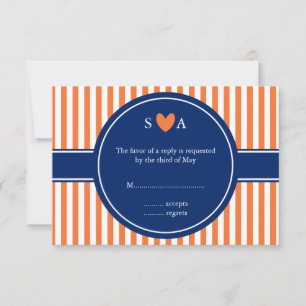 Cartons Réponse Monogramme Orange et Blancs avec Royal Blue