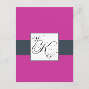 Cartons Réponse Monogramme rose fuchsia de charbon de bois