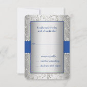 Cartons Réponse Monogramme Royal Blue Silver Swirl Mariage (Devant)