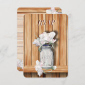 Cartons Réponse Monogramme Rustic Mason Jar et Peonies roses (Devant / Derrière)