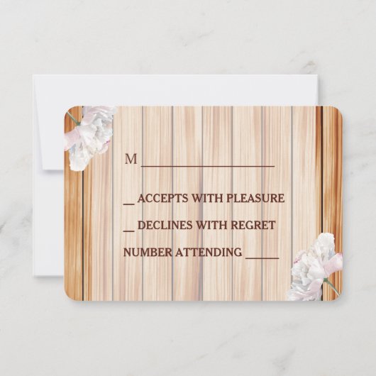 Cartons Réponse Monogramme Rustic Mason Jar et Peonies roses (Dos)