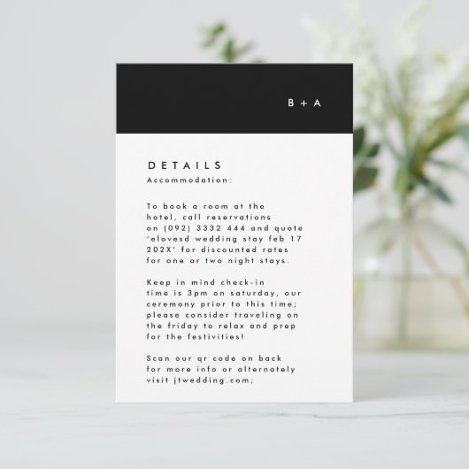 Cartons Réponse Monogramme simple et moderne en bande noire Logeme (Debout devant)