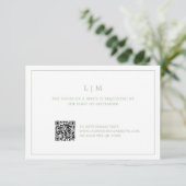 Cartons Réponse Monogramme vert Sage simple QR Code Mariage élégan (Debout devant)