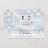 Cartons Réponse Monographie moderne Noir et Or Mariage d'hiver RSV (Devant / Derrière)