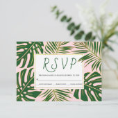 Cartons Réponse Monstère tropicale, mariage rose feuille de palme  (Debout devant)