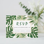 Cartons Réponse Monstère tropicale, palmier feuille mariage vert R (Debout devant)