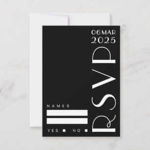 Cartons Réponse Moody Art Déco Mariage noir blanc