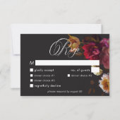Cartons Réponse Moody Black Floral Painterly Red Burgundy Wedding (Devant)