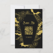 Cartons Réponse Moody Black Gold Mariage gothique QR Code Site Web (Devant)