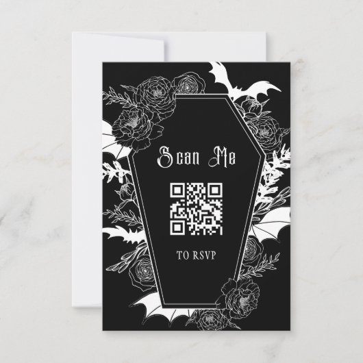 Cartons Réponse Moody Black Gothic Mariage QR Code Site Web (Devant)