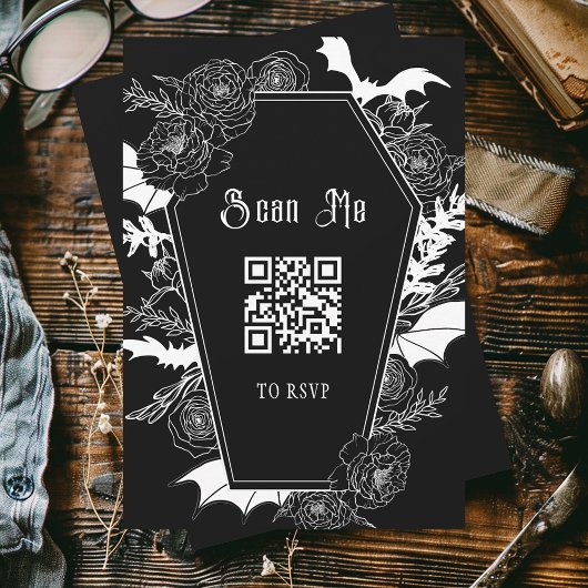 Cartons Réponse Moody Black Gothic Mariage QR Code Site Web