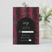 Cartons Réponse Moody Bourgogne Noir Damask Arch Mariage (Debout devant)