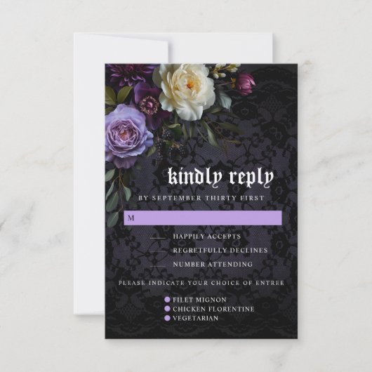 Cartons Réponse Moody Elegant Purple Gothique Garden | Options de (Devant)