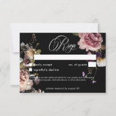 Cartons Réponse Moody foncé Pastel Opulent Floral Noir Non Dîner (Devant)