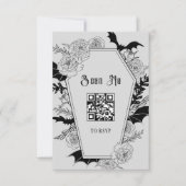 Cartons Réponse Moody Gothic Grey Mariage QR Code Site Web (Devant)